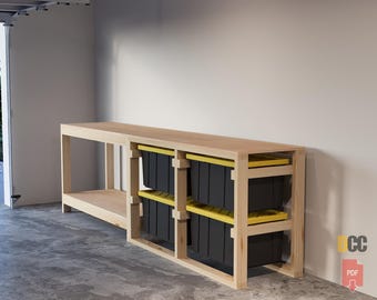 Bin Storage Sideways  with workbench PDF File download only | 27 gallon