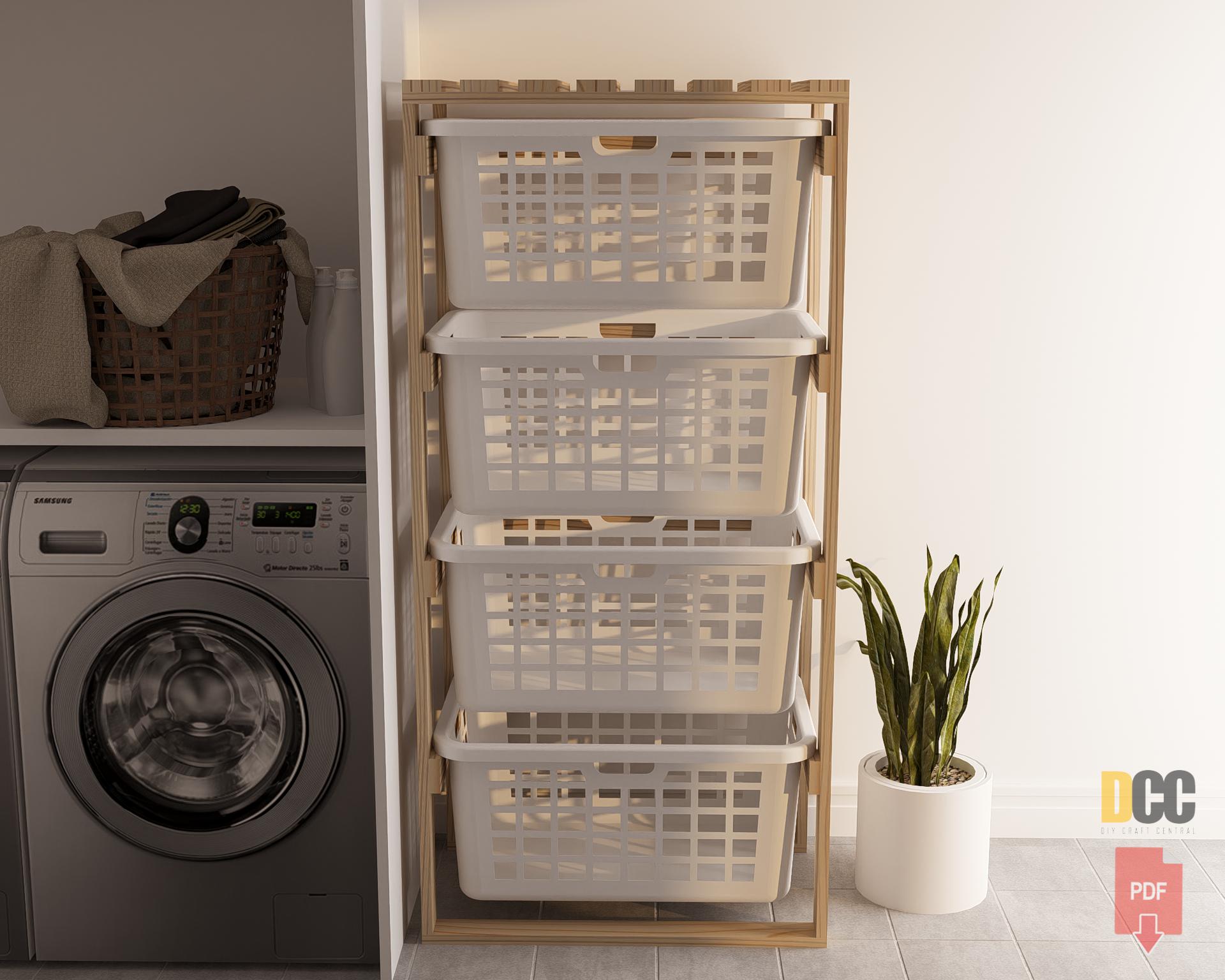 Sideways Basket Rack | Digital Download Pdf Laundry Organizer