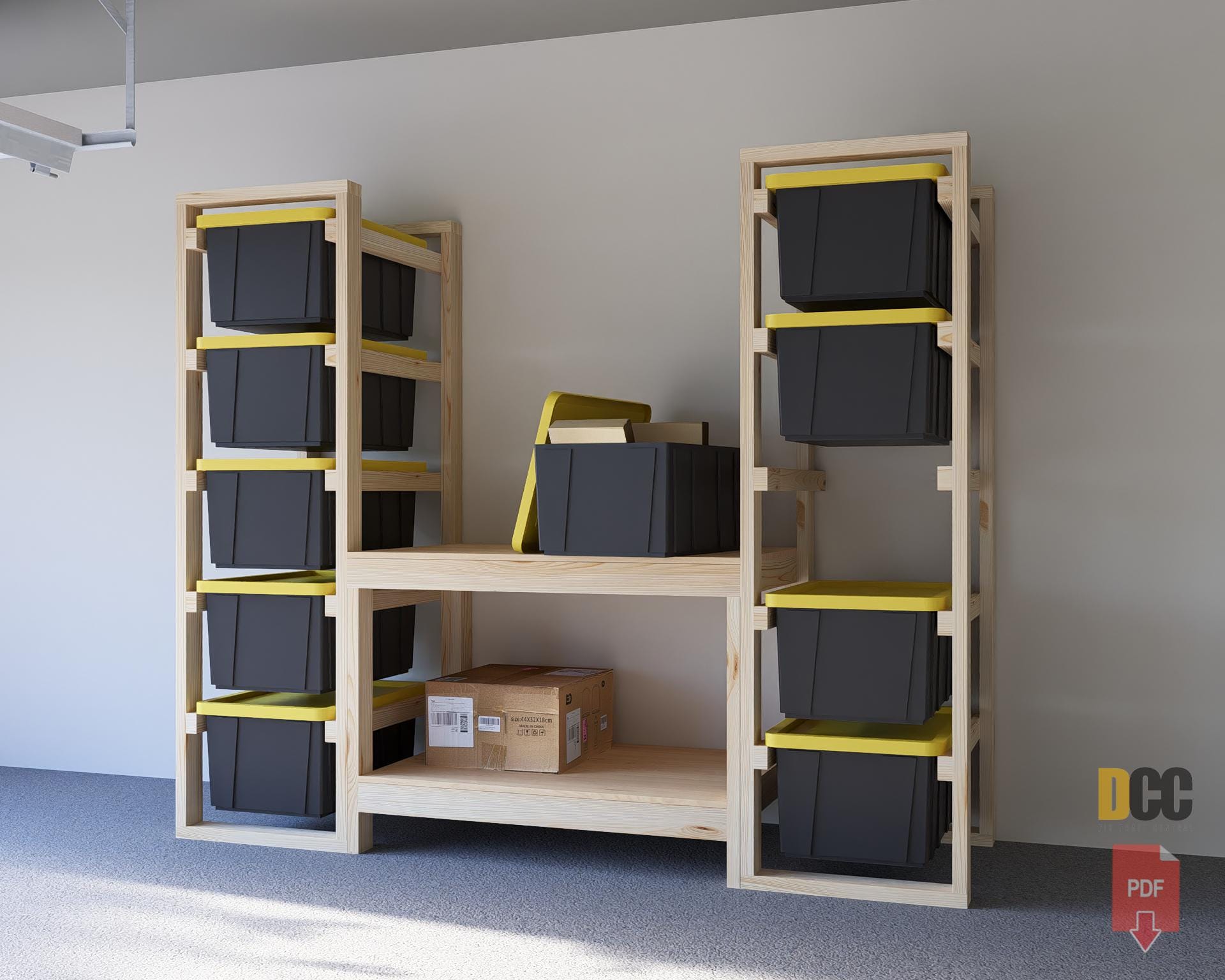 Tote Storage Rack With Workbench | DIY Garage Shelves Shelf Work