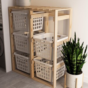 Laundry Holder Rack Plan | DIY Digital Plans Laundry Organizer Basket ...