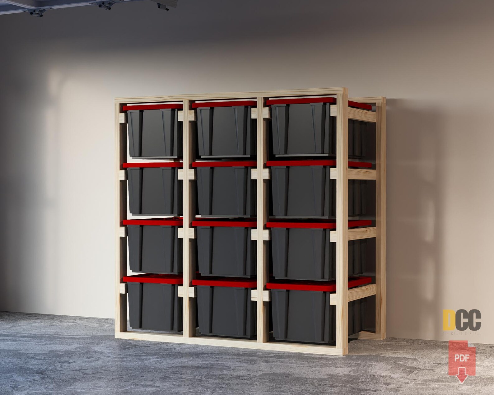Bin Storage Rack 4x3 Digital Download | 12 Slots Storage 17 Gallon Diy ...
