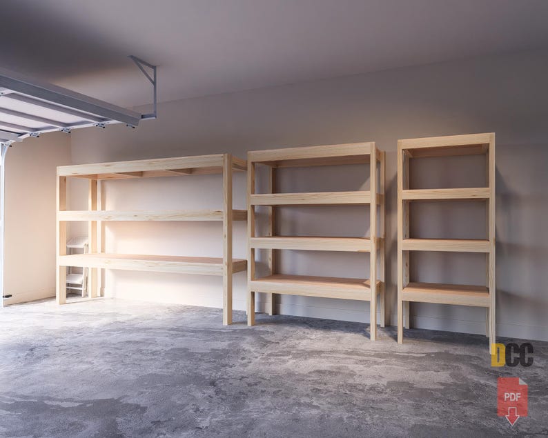 Garage Shelves set plan | Pdf DIY garage shelves DIY garage shelf DIY garage storage Shop organization plans Garage plans Workshop storage