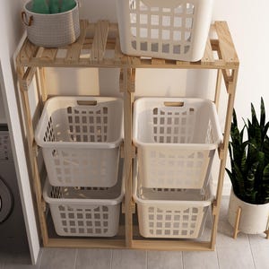 Laundry Holder Rack Plan | DIY Digital Plans Laundry Organizer Basket ...