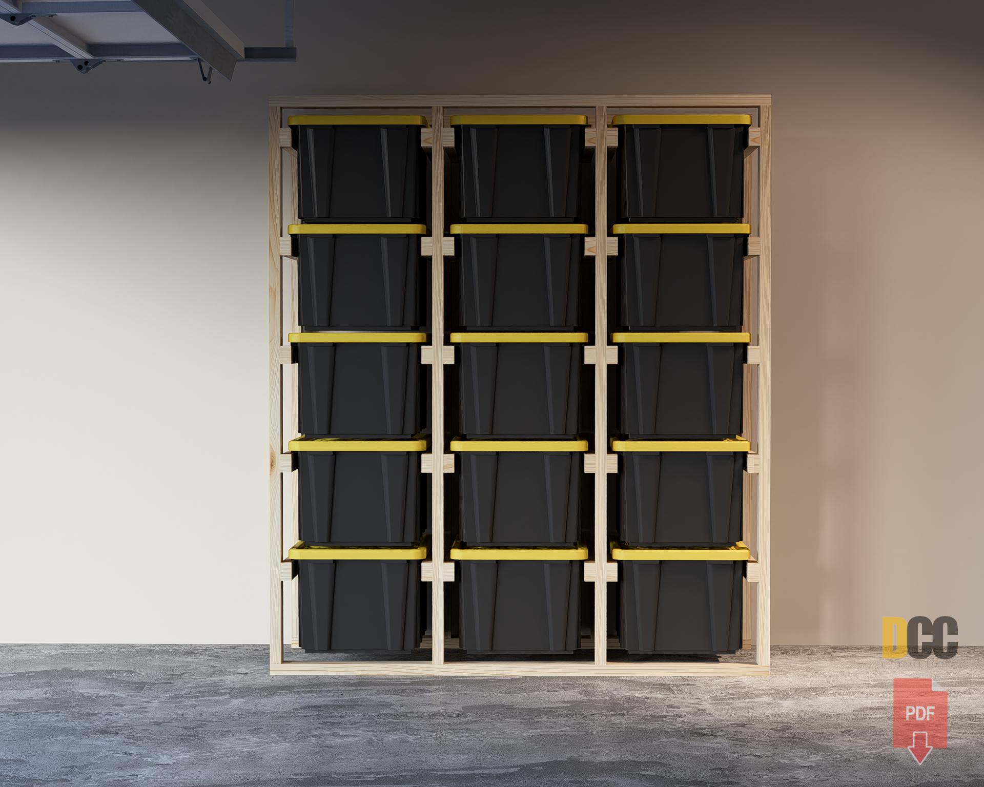 5x3 Rack Bin Storage Rack 5x3 Digital Download | 15 Slots Storage 27 Gallon Diy ...