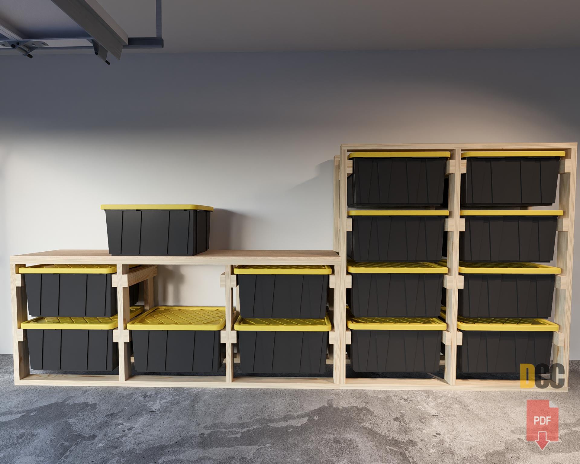 Tote Storage Sideways Rack With Workbench PDF File Download | Bin