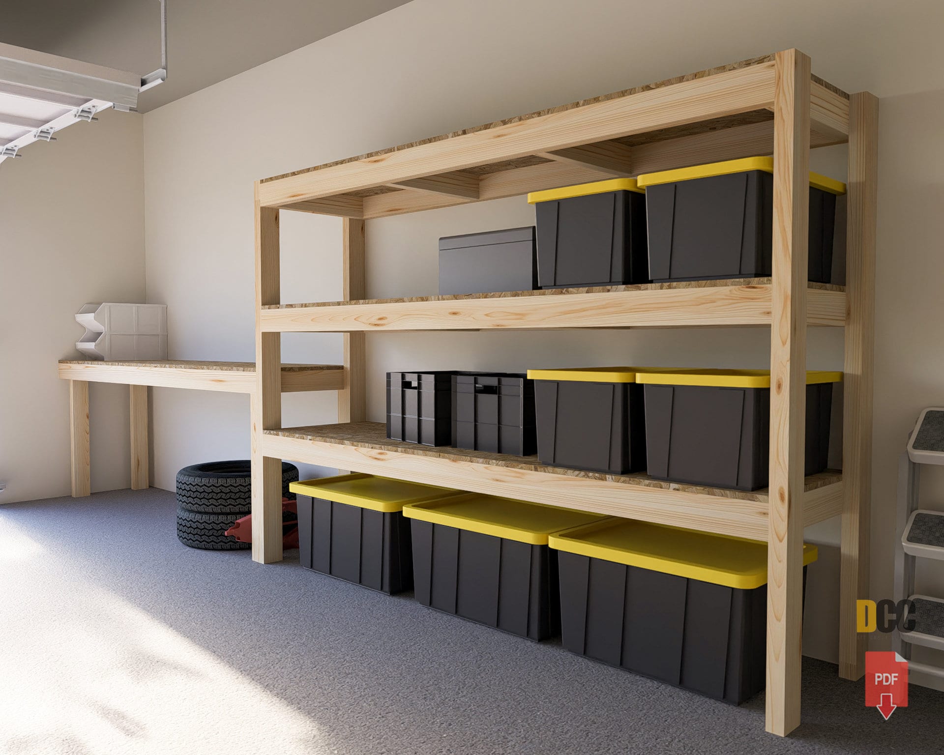 Garage Shelves With Work Bench Diy Garage Shelves Diy Garage Shelf Diy Work Bench Garage Storage Workshop Storage Shop Organization Plans Etsy UK