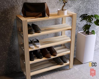 Eingangsbereich Schuhregal PDF | Schuhorganisator Schuhschrank Holzschuhregal Aufbewahrungslösung Eingangsbereich Aufbewahrungspläne Schuhregal DIY Pläne Fünf Tier