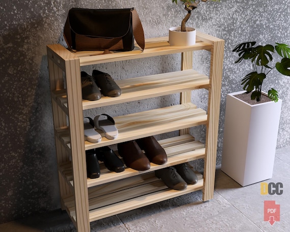 Eingangsbereich Schuhregal PDF | Schuhorganisator Schuhschrank Holzschuhregal Aufbewahrungslösung Eingangsbereich Aufbewahrungspläne Schuhregal DIY Pläne Fünf Tier