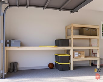 Storage with Work Bench Four Tier PDF FILE | Diy garage shelves workbench shop organization plan