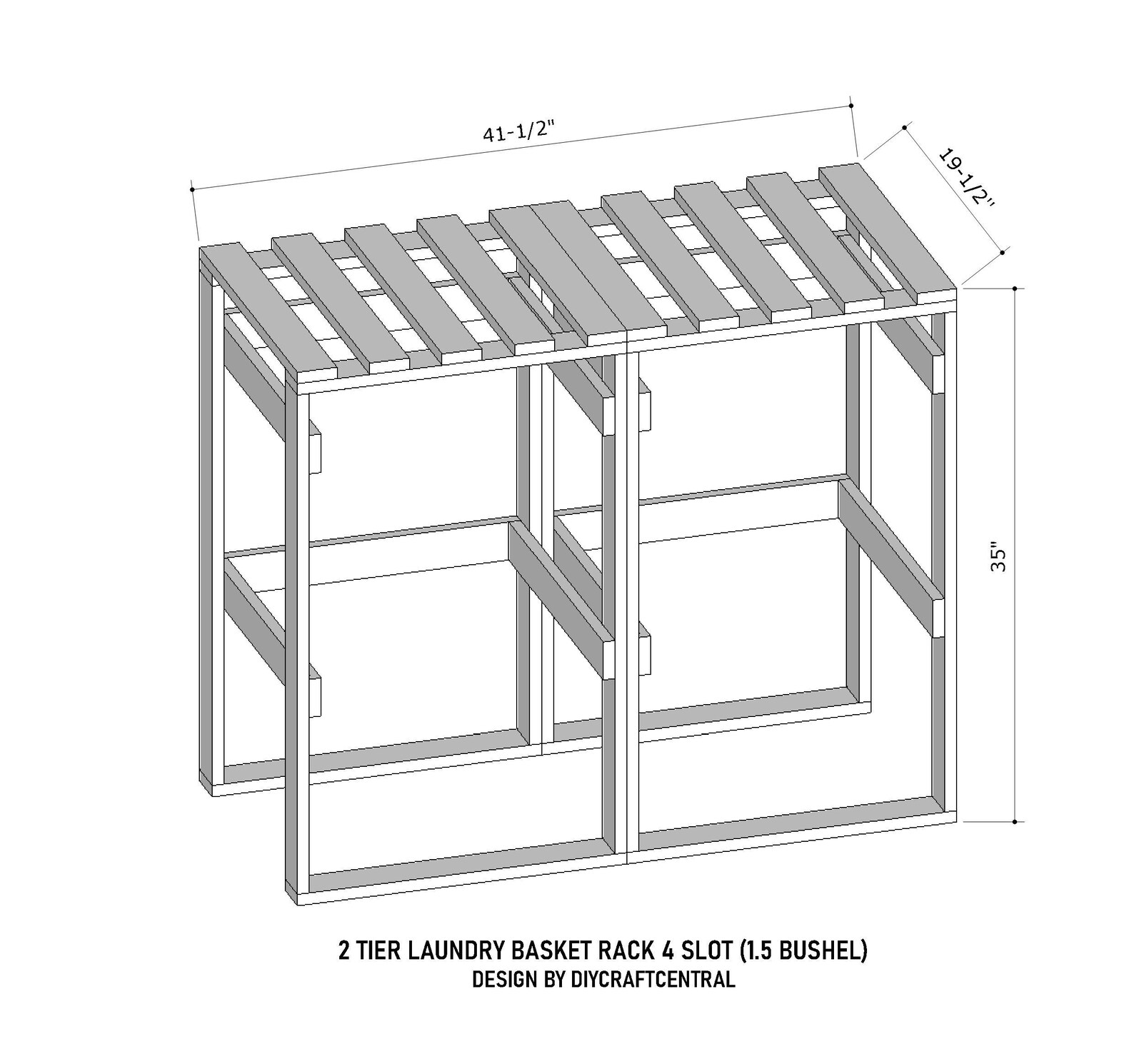 Basket Rack Plan | DIY Digital Plans Laundry Organizer Basket Storage ...