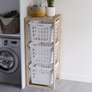 Laundry Holder Rack Plan | DIY Digital Plans Laundry Organizer Basket ...