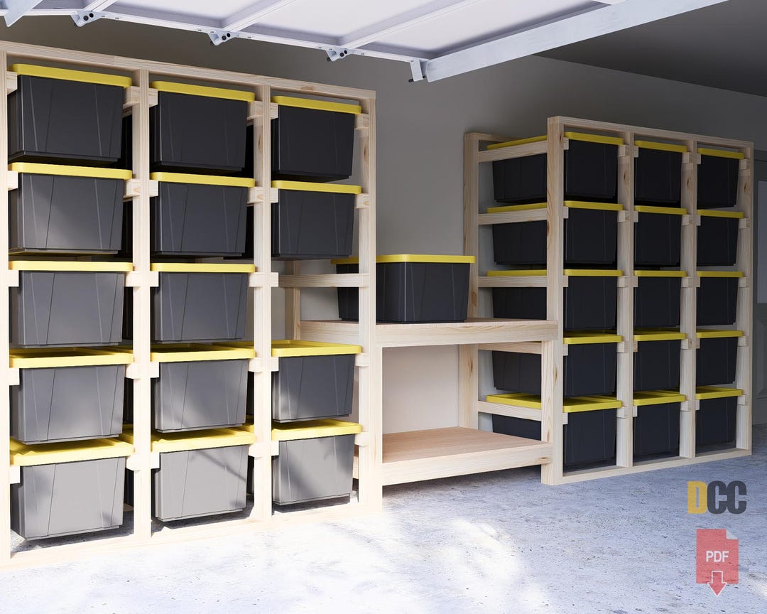 Tote Storage Rack With Workbench 27 Gallon | Digital Download Bin ...