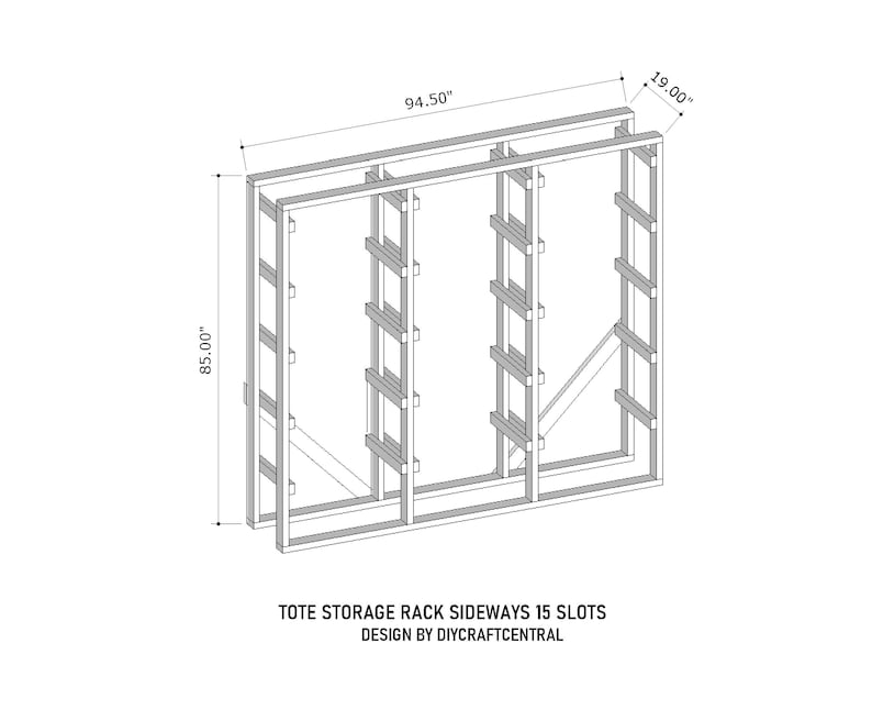 Bin Storage Rack Digital Download | Sideways Tote Storage 27 Gallon Diy ...