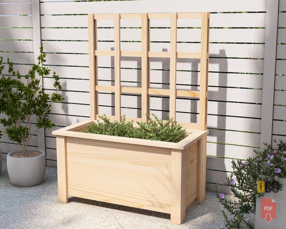 Plant Box With Lattice | Planter Box Garden Box Trellis Planter Diy Garden  Bed Cedar Planter Box Raised Garden Bed Diy Plans PDF Garden Plan - Etsy