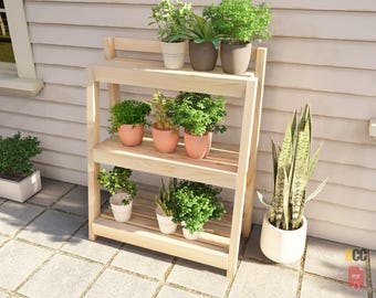 Planter stand DIY plan | Planter plans  Garden stand DIY plant shelf Planter raised Vertical planter plan Backyard guide plan Shelf Plan