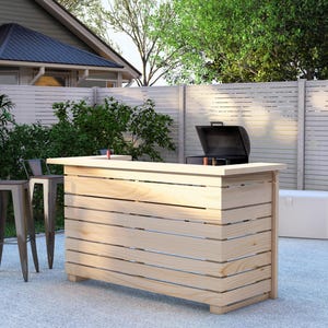 Houten buitenbar pdf-downloadplannen | DIY-barplattegrond PDF-barplattegronden Minibar buiten Terrasbarplattegronden Koffiebarplattegrond Verjaardagsbarplattegrond
