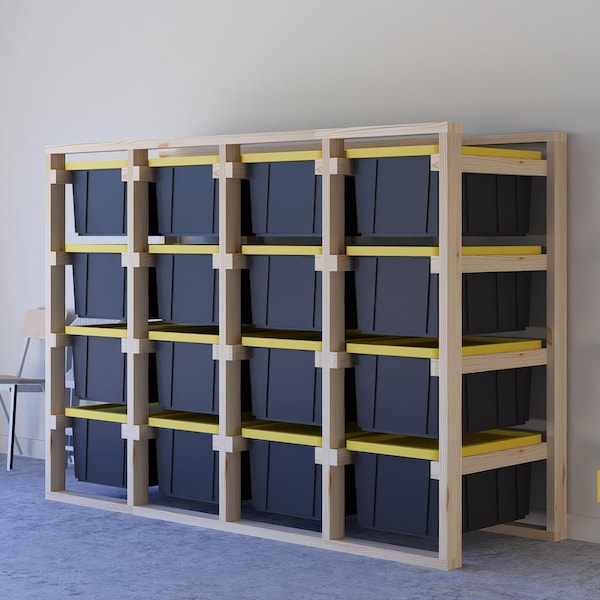 Tote storage rack 4x4 Digital download  | 16 Slot Storage  27 Gallon Diy garage shelves Diy garage shelf  Garage storage Workshop storage