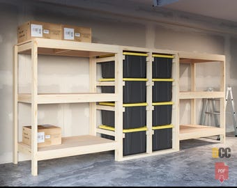 Tote Rack with Shelf PDF Plan: DIY Garage Storage (Digital Download)