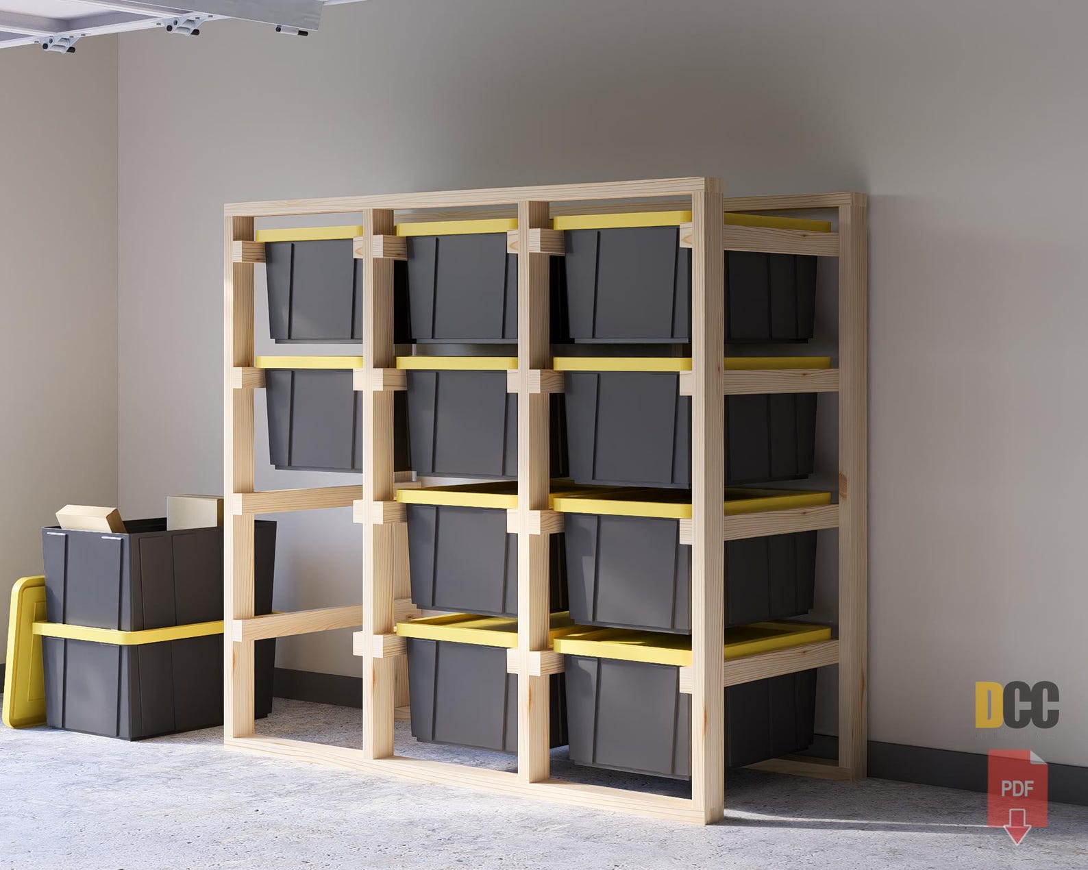 Tote Storage Rack 4x3 Digital Download | 12 Slots Storage 27 Gallon Diy ...