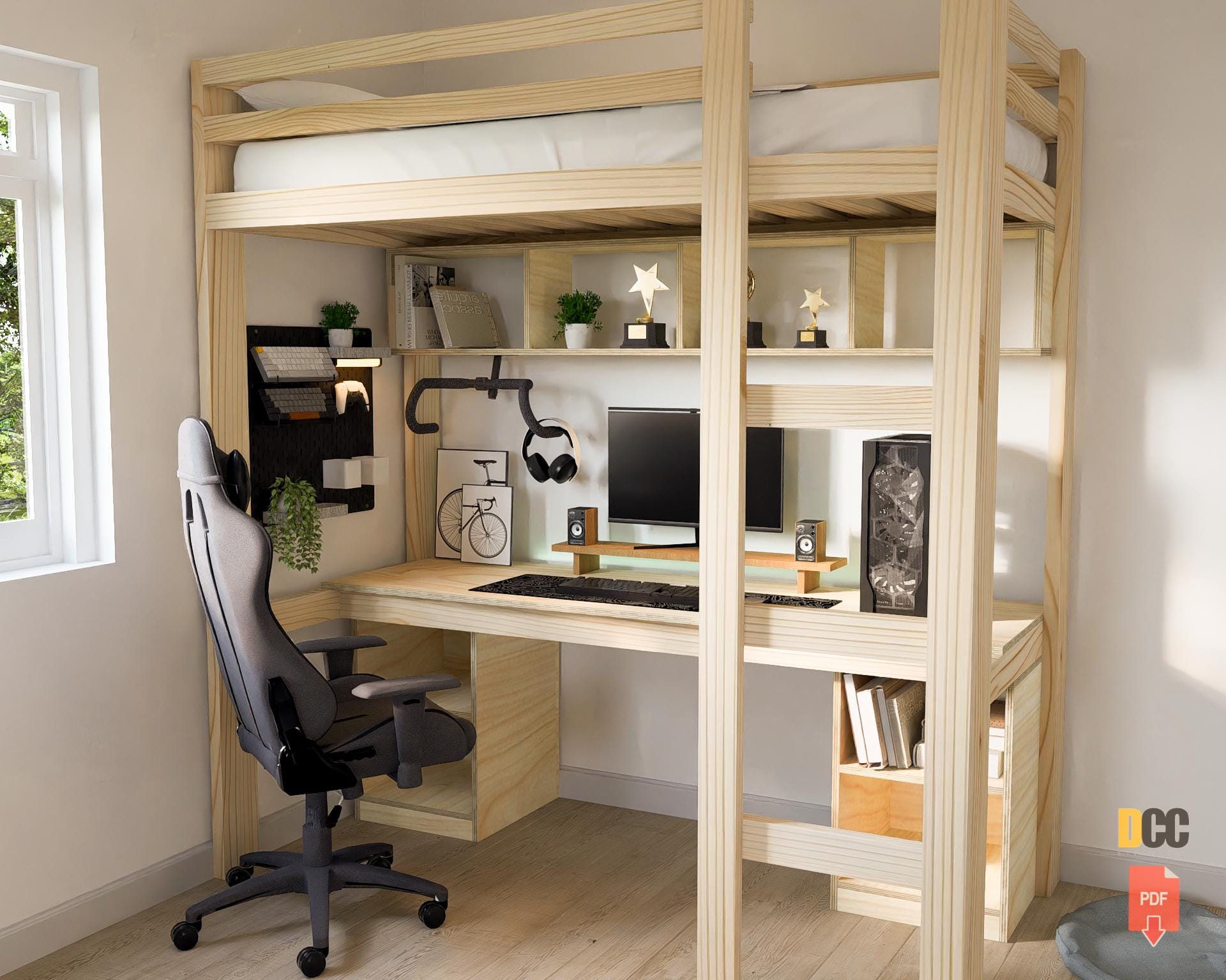 Twin Size Loft Bed PDF Plans | Diy Loft Bed Diy Pdf Plans Diy Bunk Bed ...