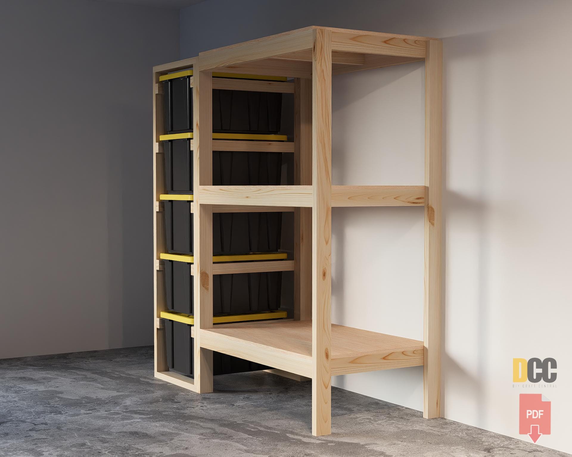 DIY Garage Storage Rack PDF Plan for 27 Gallon Tote Shelf (digital ...