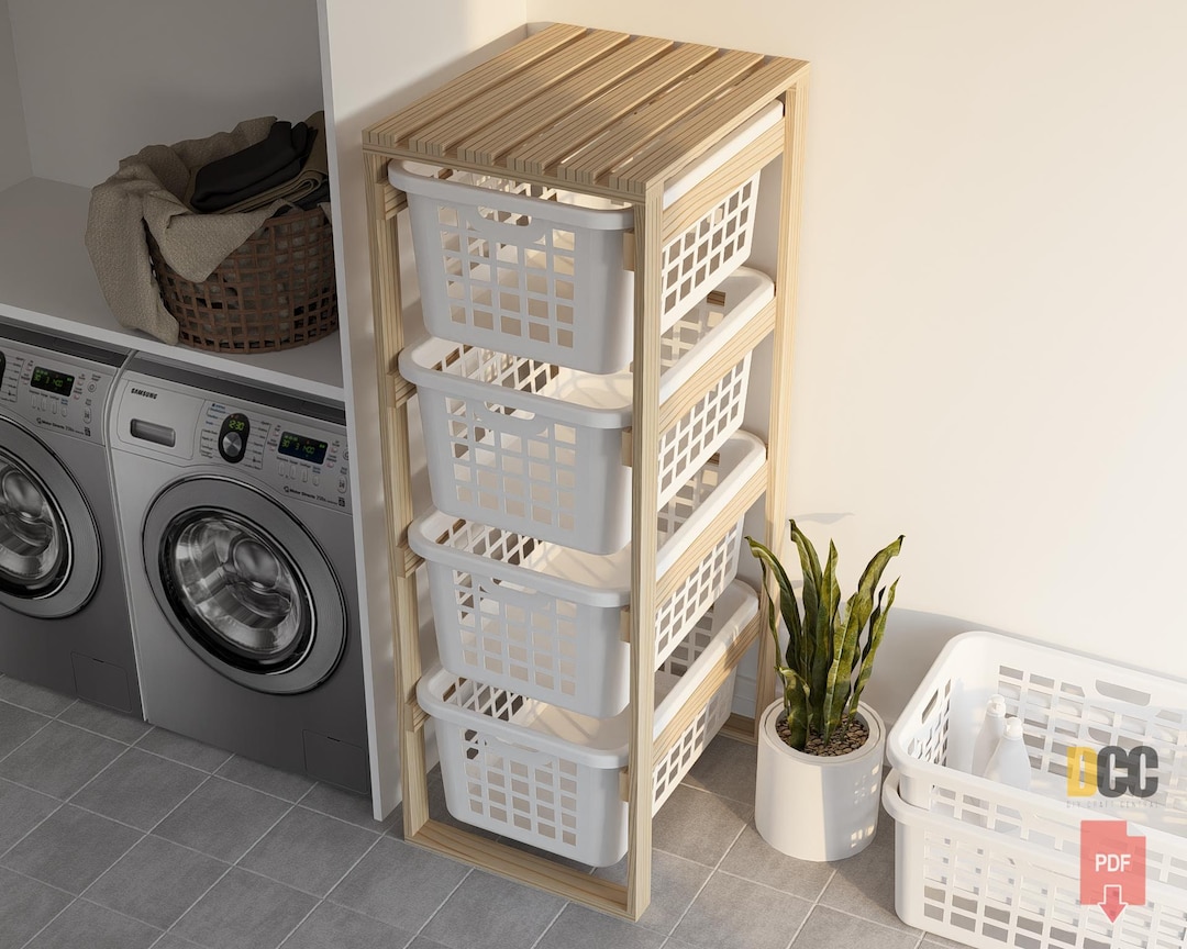 Front Pull Basket Rack | Digital Download Pdf Laundry Organizer Storage ...