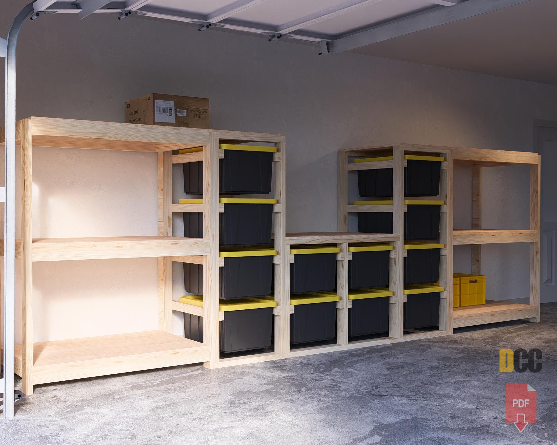 Garage Storage Shelf With Workbench 27 Gallon PDF Only | Multiple