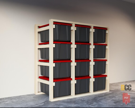 Bin Storage Rack 4x3 Digital Download | 12 Slots Storage 17 Gallon