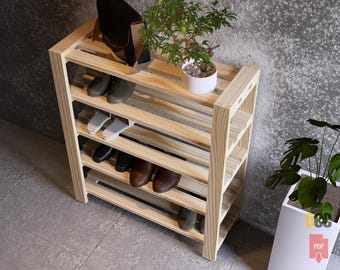 Entryway Shoe Rack PDF Shoe Organizer Shoe Cabinet Wooden Shoe