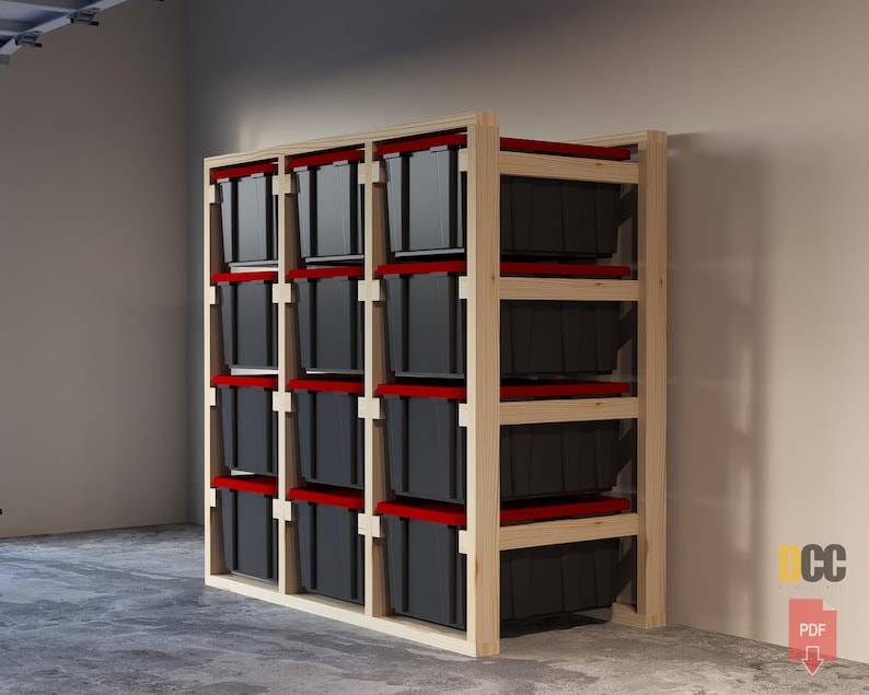 Bin Storage Rack 4x3 Digital Download | 12 Slots Storage 17 Gallon Diy ...
