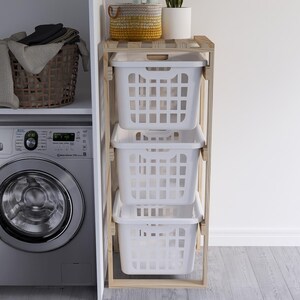 Laundry Holder Rack Plan | DIY Digital Plans Laundry Organizer Basket ...