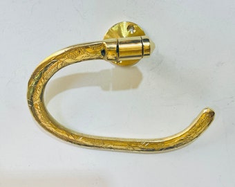 Handcrafted Unlacquered Brass Toilet Paper Holder
