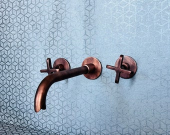 Copper Vintage Wall mounted bathroom faucet -Antique Style Copper Sink Faucet