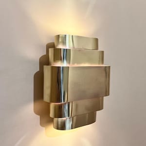 Handmade Unlacquered Brass Art Deco Wall Sconce