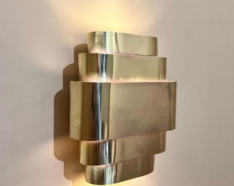 Modern Art Deco Wall Sconce - Handmade Unlacquered Brass Wall Light - Mid Century Modern Geometric Light Fixture - Brass Metal Wall Lamp