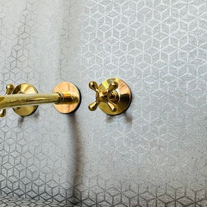 Unlacquered Brass Wall Mount Bath Faucet Hot and Cold Bathroom Faucet With Traditional Handles image 5