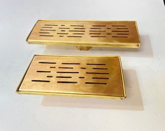 Handmade Unlacquered Brass Linear Shower Drain -Solid Brass Bathroom Floor Drain