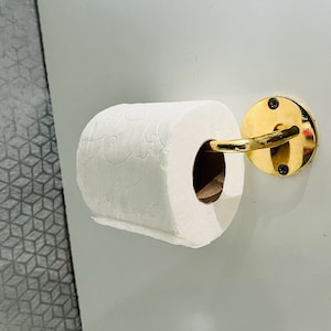 Porta carta igienica in ottone massiccio, porta rotolo per bagno di servizio artigianale
