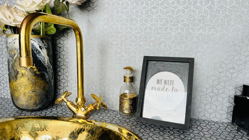 Solid Brass Sink Faucet for bathroom or kitchen Unlacquered Brass tap with Traditional Simple Handles zdjęcie 3