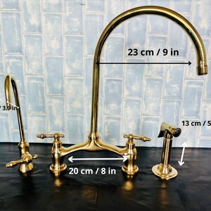 Unlacquered Solid Brass Kitchen Faucet for Farmhouse Elegance Crooked Bridge faucet V-Style solid kitchen brass tap image 6