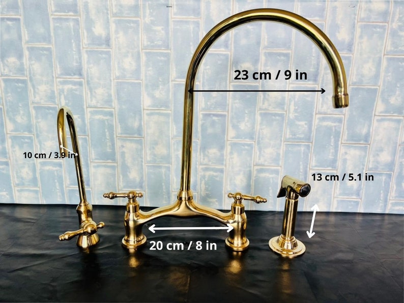 Unlacquered Solid Brass Kitchen Faucet for Farmhouse Elegance Crooked Bridge faucet V-Style solid kitchen brass tap image 6