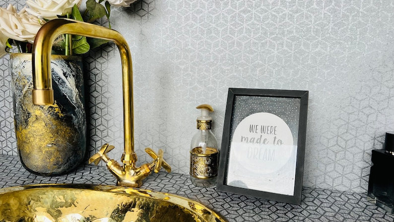 Solid Brass Sink Faucet for bathroom or kitchen Unlacquered Brass tap with Traditional Simple Handles zdjęcie 4