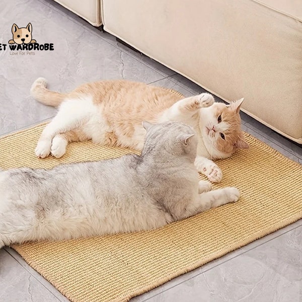 Handcrafted Natural Sisal Cat Scratcher Mat - Protect Carpets and Sofas - Scratch Pad for Cats