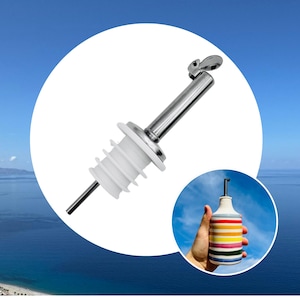 Stainless Steel Pourer Ideal for Ceramic Bottles dispenser with White Stopper for Oil Vinegar Spirits Kitchen bar restaurant accessory