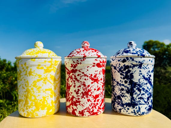 Vorratsdose 800ml Keramik handgemacht mit Deckel mediterraner Deko Behlter  Kche Aufbewahrung aus Italien groe Bonbondose Bunt keksdose - Etsy.de