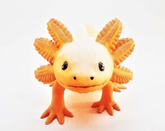 Figurine axolotl (orange) / salamandre / modèle imprimé et peint à la main 3D