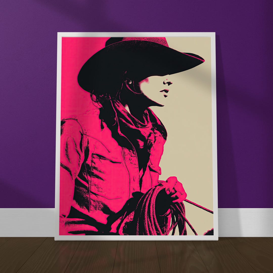 Cowgirl Chic Print, Western Fashion Portrait Art, Glam Cowgirl Wall ...