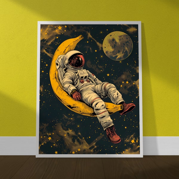 Fun Astronaut Poster, Teenager Space Print, Astronaut Illustration Poster, Funny Astronaut Print, Space Boys Room, Space Astronaut Poster