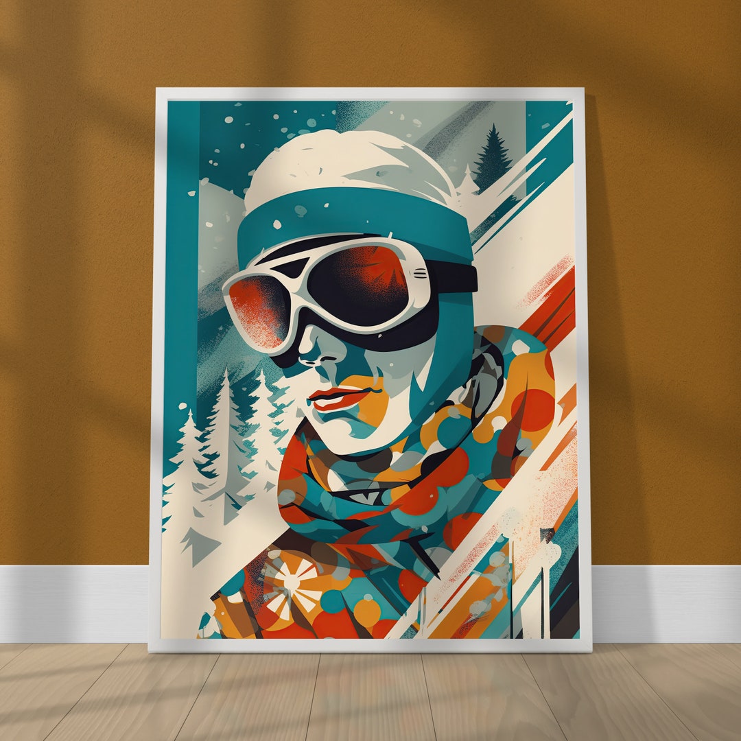 Winter Adventure Poster, Vintage Ski Art Poster, Winter Wall Sport ...