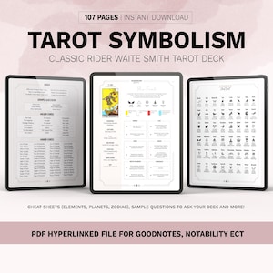 Tarot Symbolik und Spickzettel | Digitale Kurzanleitung für Ipad | Tarotkarten mit Bedeutung für RWS Deck 78